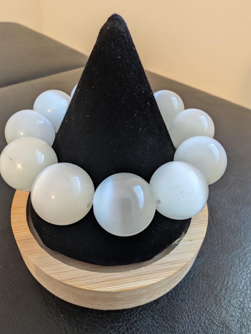 White Bead Stretch Statement Bracelet - Women's Fashion Statement Jewelry